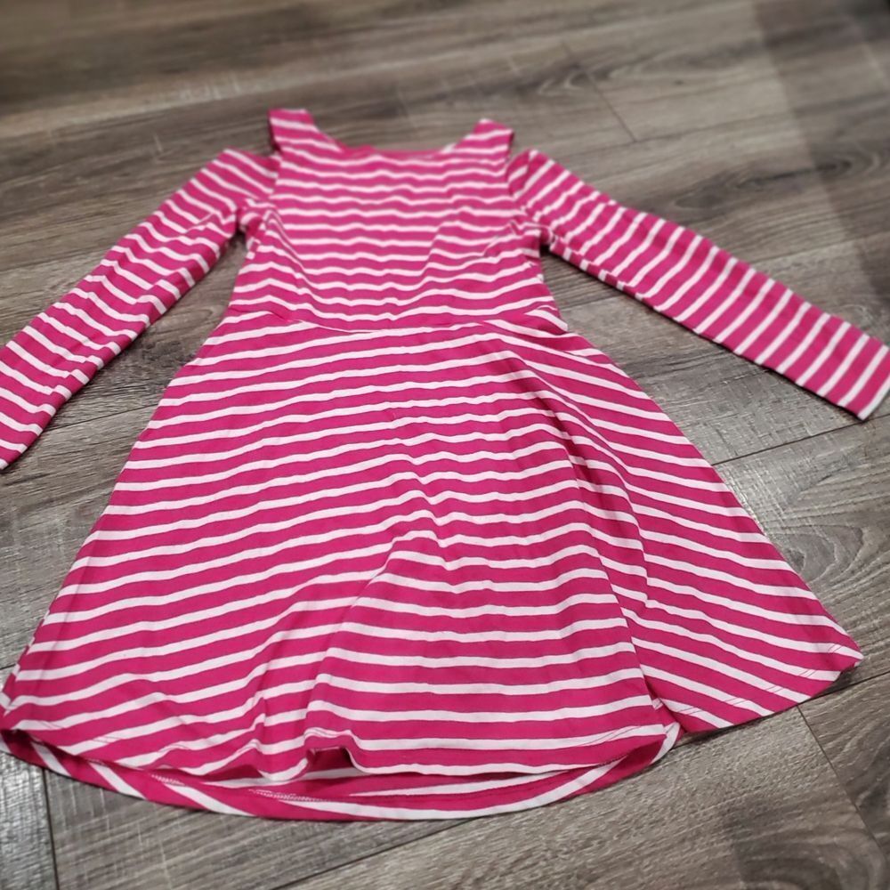 Girls Place Dress Size 7-8 Pink and White Striped Casual Dress